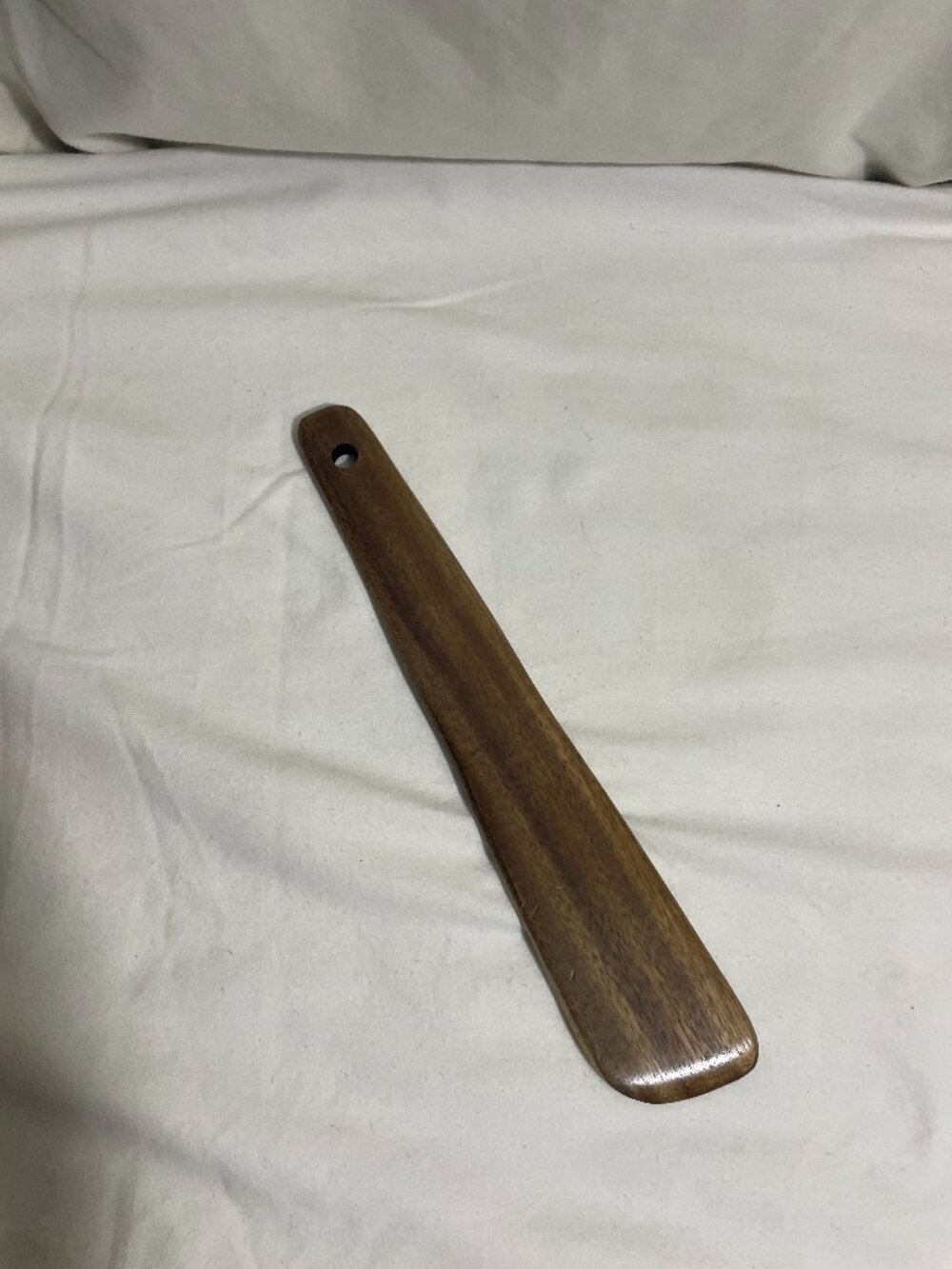 Wooden Shoe Horn 10” Long Handle Brown Wood Shoe Helper Hanging Hole New